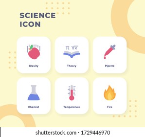 Science icon set with modern flat filled outline style full color
