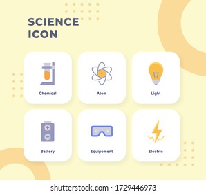 Science icon set with modern flat filled outline style full color