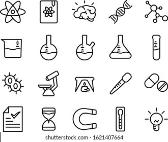 Science icon set - molecule, flask, virus, medicine