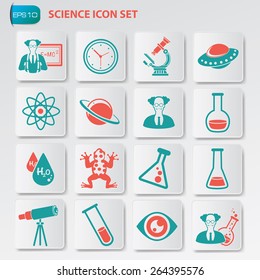 Science icon set on clean  button,vector