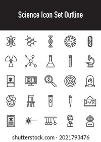 Science Icon Set Outline White Background Vector Illustration, With Icon Atom, Biological, Virus, Bacteria Etc