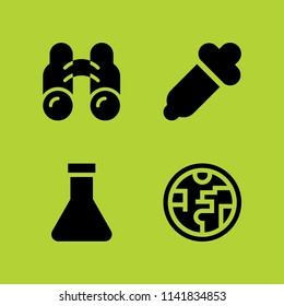 science icon set. With ozone layer, pipette and binoculars  vector icons for graphic design and web