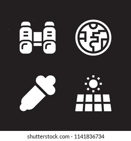 science icon set. With pipette, solar energy and binoculars  vector icons for graphic design and web