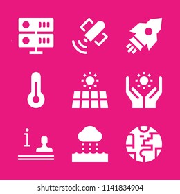 science icon set. With planet earth, information and server  vector icons for graphic design and web