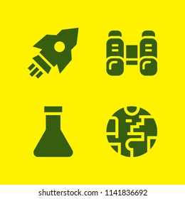 science icon set. With planet earth, flask and binoculars  vector icons for graphic design and web