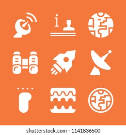 science icon set. With satellite dish, planet earth and information  vector icons for graphic design and web