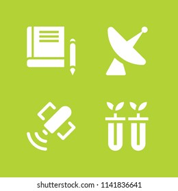 science icon set. With satellite dish, book and science  vector icons for graphic design and web