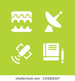 science icon set. With sound waves, book and satellite  vector icons for graphic design and web