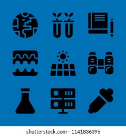 science icon set. With sound waves, server and binoculars  vector icons for graphic design and web