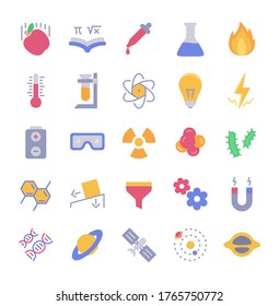 Science icon set style full color modern flat design vector