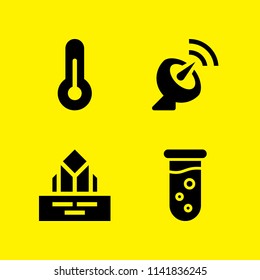 science icon set. With test tube, satellite dish and thermometer  vector icons for graphic design and web