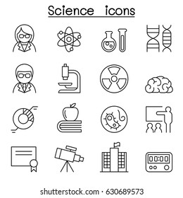 Science icon set in thin line style