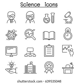 Science icon set in thin line style