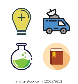 science icon set. vector set about book, light bulb, satellite and poison icons set.