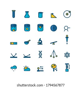 Science icon set vector flat line for website, mobile app, presentation, social media. Suitable for user interface and user experience.