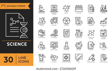 Conjunto de iconos de Ciencia. Ilustración vectorial	
