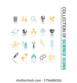 Conjunto de iconos de ciencia. Símbolos vectores.