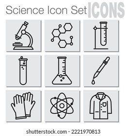 Science icon set vector white background