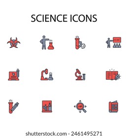 science icon set.vector.Editable stroke.linear style sign for use web design,logo.Symbol illustration.