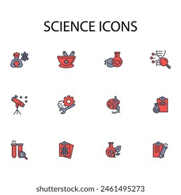 science icon set.vector.Editable stroke.linear style sign for use web design,logo.Symbol illustration.