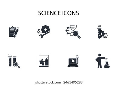 science icon set.vector.Editable stroke.linear style sign for use web design,logo.Symbol illustration.