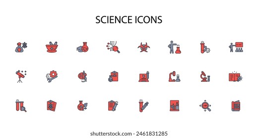 science icon set.vector.Editable stroke.linear style sign for use web design,logo.Symbol illustration.