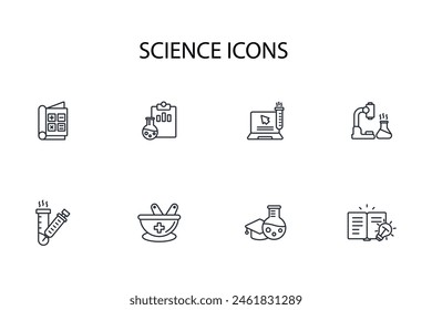 science icon set.vector.Editable stroke.linear style sign for use web design,logo.Symbol illustration.