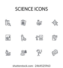 science icon set.vector.Editable stroke.linear style sign for use web design,logo.Symbol illustration.