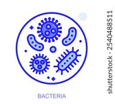 Science icon. Symbol of a Bacteria. Isolated vector illustration. Simple line drawing. Editable stroke