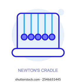 Ikone der Wissenschaft Symbol einer Newtonschen Wiege. Isolierte Vektorgrafik. Einfache Linienzeichnung. Bearbeitbarer Strich