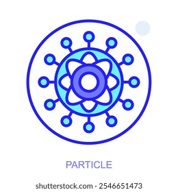 Science icon. Symbol of a Particle. Isolated vector illustration. Simple line drawing. Editable stroke