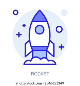 Science icon. Symbol of a Rocket. Isolated vector illustration. Simple line drawing. Editable stroke