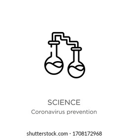 Science icon. Thin linear science outline icon isolated on white background from Coronavirus Prevention collection. Modern line vector sign, symbol, stroke for web and mobile