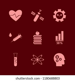 science icon. science vector icons set gear head, test tube, syringe and satellite