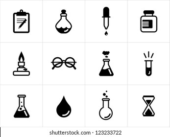 Science icons in black and white