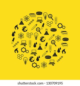 science icons in circle
