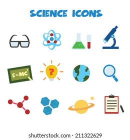 Science Icons, Colors Vector Symbols