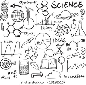 Science Icons Doodle Vector Set Stock Vector (Royalty Free) 181285169 ...