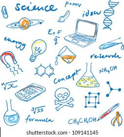 Science icons doodles vector set