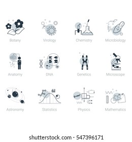 Science icons, Education icons with flat design vector illustration for university website, faculty information, banner and educational information center.