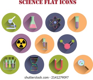SCIENCE ICONS FLAT AND COLOR