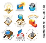 Science icons. Heading concepts for document, article or website. Vector illustration.