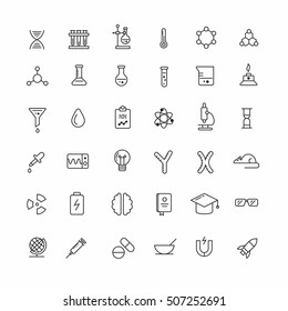 Science icons, icon set, line icons, biology logo, medicine logo