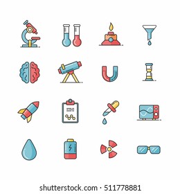 Science icons, icon set, line icons