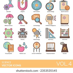 Science Icons Including science, icon, vector, chemistry, set, research, biology, laboratory, molecule, technology, medicine, symbol, test, equipment, dna, education, atom, microscope, chemical, sign