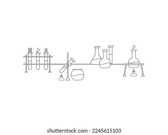 Iconos científicos. Iconos de laboratorio. Beaker, fuego, conjunto de iconos de invención.