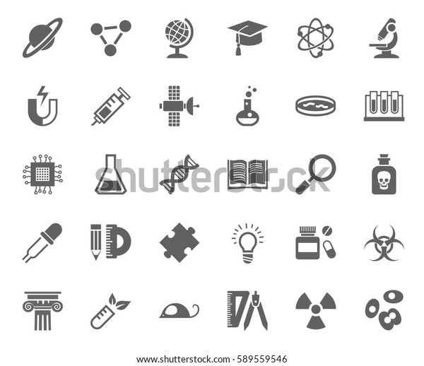 Science Icons Monochrome Vector Gray Icons Stock Vector (royalty Free 