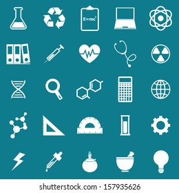 Science icons on blue background, stock vector