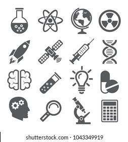 Science icons on white background