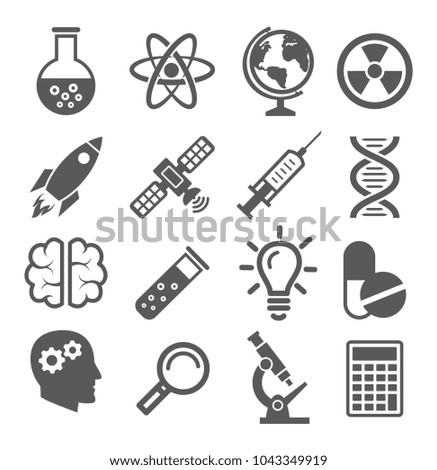 Science icons on white background